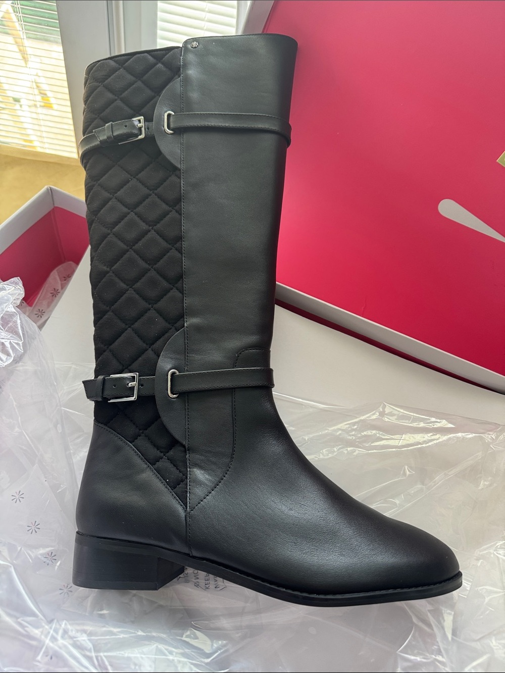 Isaac Mizrahi Black Quilted Over-the-Knee Riding size 10 WIDE CALF BootsNWT